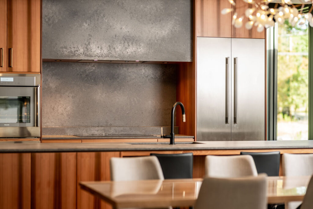 Shot of an industrial-style stove in a recent kitchen cabinet project on Elizabeth Parkway in Rothesay, New Brunswick.