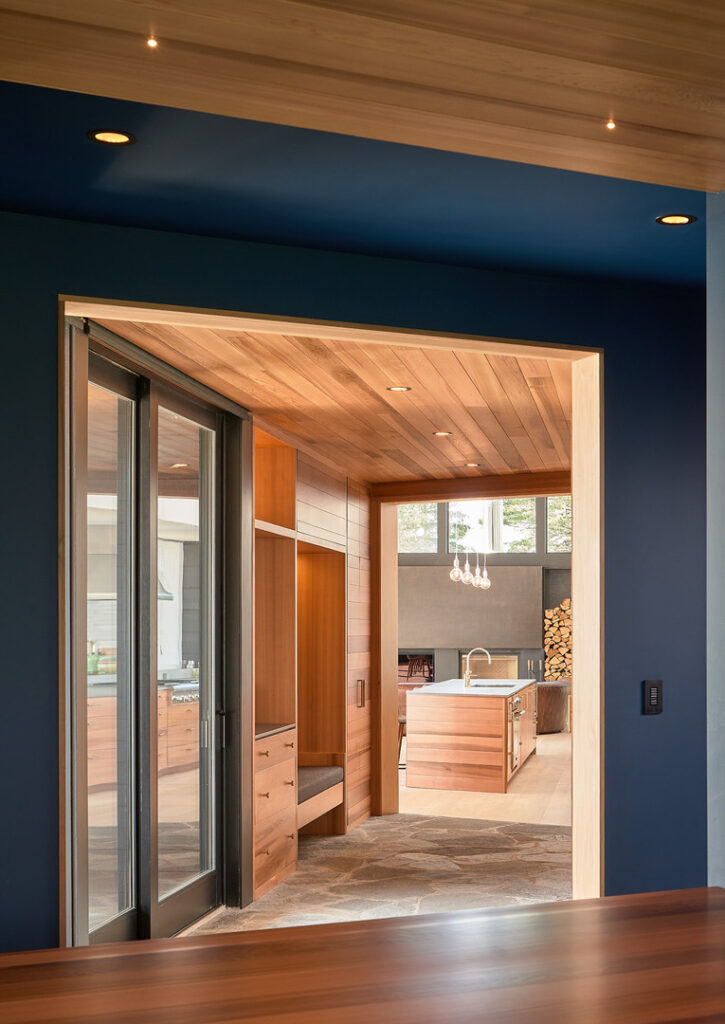 Shot of a from hallway into kitchen from the recent kitchen cabinet project in L'Etete, New Brunswick.